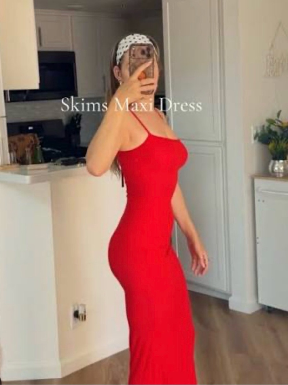 SKIMS Red Ribbed Soft Lounge Maxi Dress -NWT